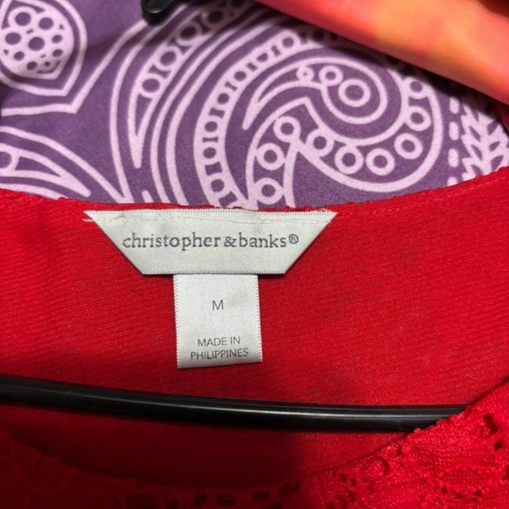 Christopher & Banks Red Lace Sleeveless Camisole Top - Picture 2 of 2